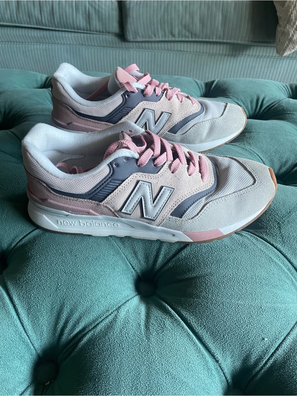 New Balance 997 Women's Pink, Gray and Blue Lifestyle Sneakers Preloved